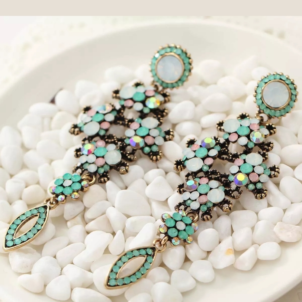 New Sparkly Green Statement Earrings